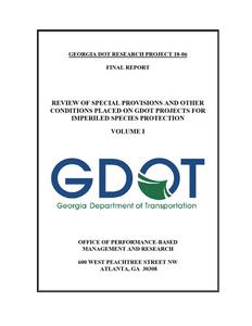 Review of special provisions and other conditions placed on GDOT projects for imperiled aquatic species protection, part 1