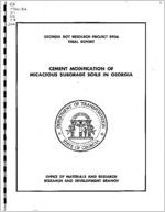 Cement modification of micaceous subgrade soils in Georgia / David M. Jare