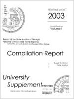 Report of the State Auditor of Georgia, year ended June 30, 2003, personal services and travel expense, units of the University System and Georgia Military College, compilation report, volume I [Jan. 2004]