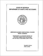 Abraham Baldwin Agricultural College, Tifton, Georgia, independent accountant's report on applying agreed-upon procedures for the fiscal year ended June 30, 2007