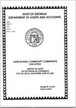 Agricultural Commodity Commission for Apples, report on audit of the financial statements for the fiscal year ended June 30, 2001