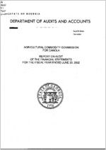 Agricultural Commodity Commission for Canola, report on audit of the financial statements for the fiscal year ended June 30, 2002