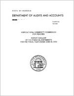 Agricultural Commodity Commission for Peaches, report on audit of the financial statements for the fiscal year ended June 30, 2003