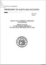 Agricultural Commodity Commission for Soybeans, report on audit of the financial statements for the fiscal year ended June 30, 2002