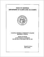 Coastal Georgia Community College, Brunswick, Georgia, report on review of the financial statements for the fiscal year ended June 30, 2003