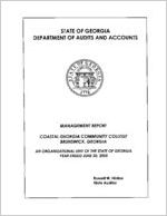 Management report, Coastal Georgia Community College, Brunswick, Georgia, an organizational unit of the state of Georgia, year ended June 30, 2005