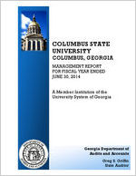 Columbus State University, Columbus, Georgia, management report for fiscal year ended June 30, 2014