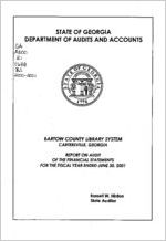 Bartow County Library System, Cartersville, Georgia, report on audit of the financial statements for the fiscal year ended June 30, 2001