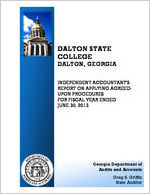 Dalton State College, Dalton, Georgia, report on audit of the financial statements for the fiscal year ended June 30, 2013