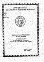Georgia Perimeter College, Decatur, Georgia, report on review of the financial statements for the fiscal year ended June 30, 2001