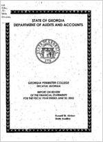 Georgia Perimeter College, Decatur, Georgia, report on review of the financial statements for the fiscal year ended June 30, 2002
