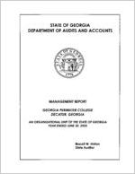 Management report, Georgia Perimeter College, Decatur, Georgia, an organizational unit of the state of Georgia, year ended June 30, 2005
