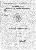 Bacon County Board of Education, Alma, Georgia, report on audit of the financial statments for the fiscal year ended June 30, 2001