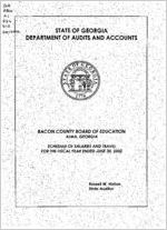 Bacon County Board of Education, Alma, Georgia, schedule of salaries and travel, year ended June 30, 2002