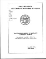 Bartow County Board of Education, Cartersville, Georgia, schedule of salaries and travel, for the fiscal year ended June 30, 2000