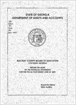 Bleckley County Board of Education, Cochran, Georgia, report on audit of the fiscal year ended June 30, 2001