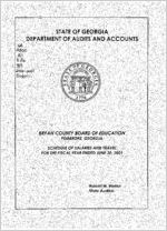 Bryan County Board of Education, Pembroke, Georgia, schedule of salaries and travel for the fiscal year ended June 30, 2001