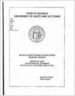 Bryan County Board of Education, Pembroke, Georgia, report on audit of the financial statements for the fiscal year ended June 30, 2001