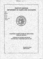 Calhoun County Board of Education, Morgan, Georgia, schedule of salaries and travel for the fiscal year ended June 30, 2001