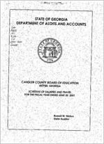 Candler County Board of Education, Metter, Georgia, schedule of salaries and travel for the fiscal year ended June 30, 2001