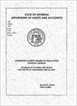 Charlton County Board of Education, Folkston, Georgia, schedule of salaries and travel for the fiscal year ended June 30, 2001
