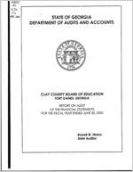 Clay County Board of Education, Fort Gaines, Georgia, report on audit of the financial statements for the fiscal year ended June 30, 2000