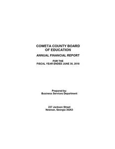 Coweta County Board of Education, annual financial report for the fiscal year ended 2018 June 30