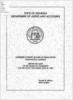 Dawson County Board of Education, Dawsonville, Georgia, report on audit of the financial statements for the fiscal year ended June 30, 2002