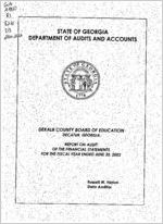 DeKalb County Board of Education, Decatur, Georgia, report on audit of the financial statements for the fiscal year ended June 30, 2002