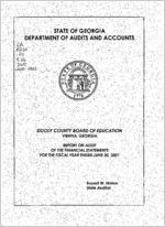 Dooly County Board of Education, Vienna, Georgia, report on audit of the financial statements for the fiscal year ended June 30, 2001