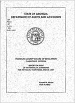 Franklin County Board of Education, Carnesville, Georgia, report on audit of the financial statements for the fiscal year ended June 30, 2001