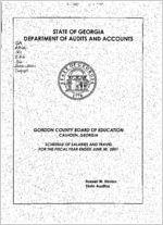 Gordon County Board of Education, Calhoun, Georgia, schedule of salaries and travel for the fiscal year ended June 30, 2001