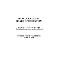 Hancock County Board of Education, Sparta, Georgia, annual financial report for the fiscal year ended 2018 June 30 (including independent auditor's reports)
