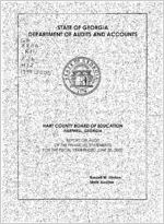 Hart County Board of Education, Hartwell, Georgia, report on audit of the financial statements for the fiscal year ended June 30, 2000