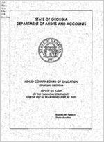 Heard County Board of Education, Franklin, Georgia, report on audit of the financial statements for the fiscal year ended June 30, 2002
