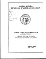 Jackson County Board of Education, Jefferson, Georgia, schedule of salaries and travel for the fiscal year ended June 30, 2000