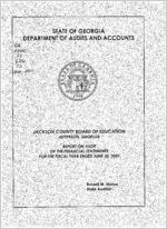 Jackson County Board of Education, Jefferson, Georgia, report on audit of the financial statements for fiscal year ended June 30, 2001