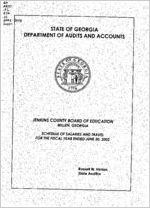 Jenkins County Board of Education, Millen, Georgia, schedule of salaries and travel for the fiscal year ended June 30, 2002