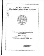 Jones County Board of Education, Gray, Georgia, report on audit of the financial statements for fiscal year ended June 30, 2001