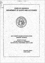 Lee County Board of Education, Leesburg, Georgia, report on audit of the financial statements for fiscal year ended June 30, 2002