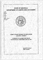 Long County Board of Education, Ludowici, Georgia, schedule of salaries and travel for the fiscal year ended June 30, 2001