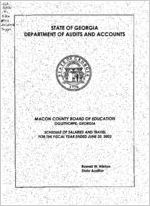 Macon County Board of Education, Oglethorpe, Georgia, schedule of salaries and travel for the fiscal year ended June 30, 2002