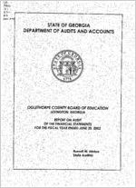 Oglethorpe County Board of Education, Lexington, Georgia, report on audit of the financial statements for the fiscal year ended June 30, 2002
