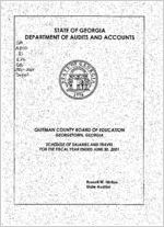 Quitman County Board of Education, Georgetown, Georgia, schedule of salaries and travel for the fiscal year ended June 30, 2001