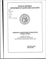 Randolph County Board of Education, Cuthbert, Georgia, report on audit of the financial statements for the fiscal year ended June 30, 2000