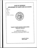 Talbot County Board of Education, Talbotton, Georgia, report on audit of the financial statements for the fiscal year ended June 30, 2000