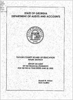 Taylor County Board of Education, Butler, Georgia, report on audit of the financial statements for the fiscal year ended June 30, 2002