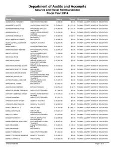 Salaries and travel reimbursement, 2014 June 30 (Thomas County Board of Education (Ga.))