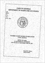 Toombs County Board of Education, Lyons, Georgia, report on audit of the financial statements for the fiscal year ended June 30, 2001