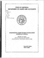 Washington County Board of Education, Sandersville, Georgia, report on audit of the fiscal year ended June 30, 2000